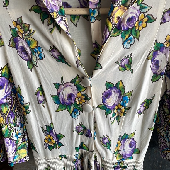 Rare 1940's Vintage Rayon Jersey Maxi Dress - Picture 2 of 4